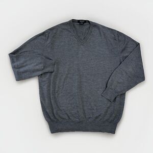 Giorgiolini Wool Sweater Mens Size XXL Gray Made In Italy V Neck Pullover